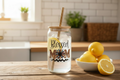16oz Glass Tumbler - Blessed MOM with Dark Gold Straw