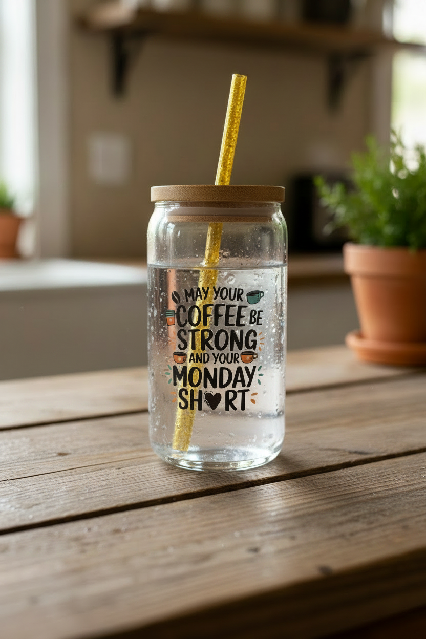 16oz Glass Tumbler on Clean Rustic Counter