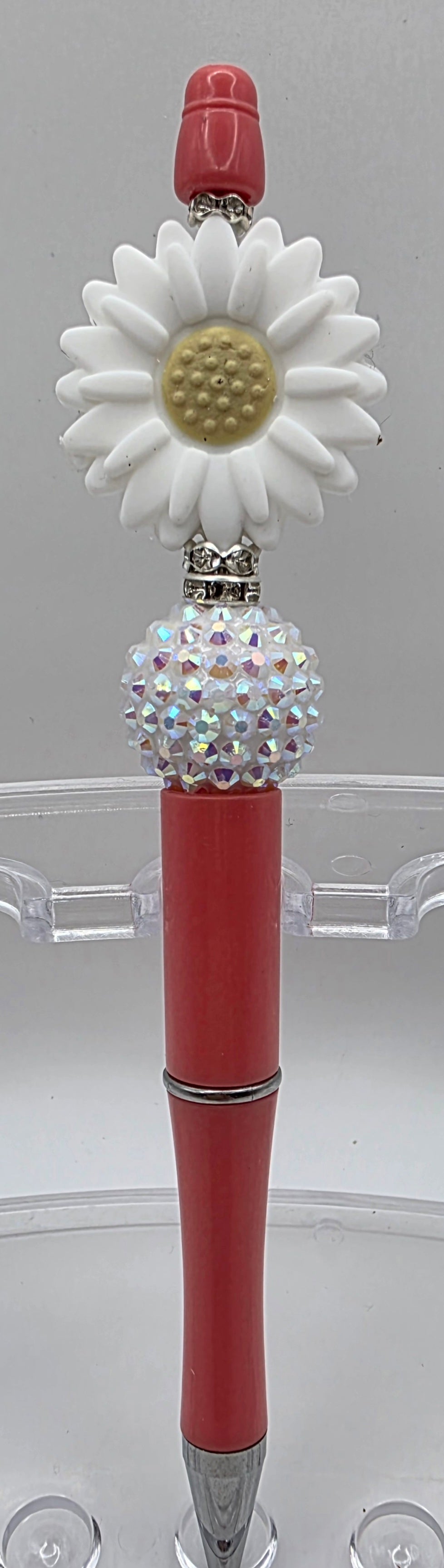 White Flower Beaded Pen