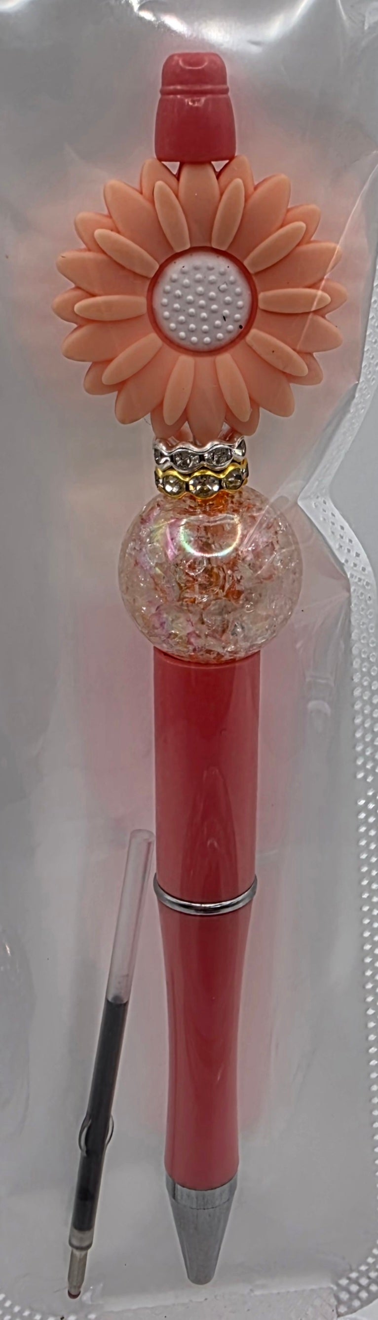Peach Flower Beaded Pen