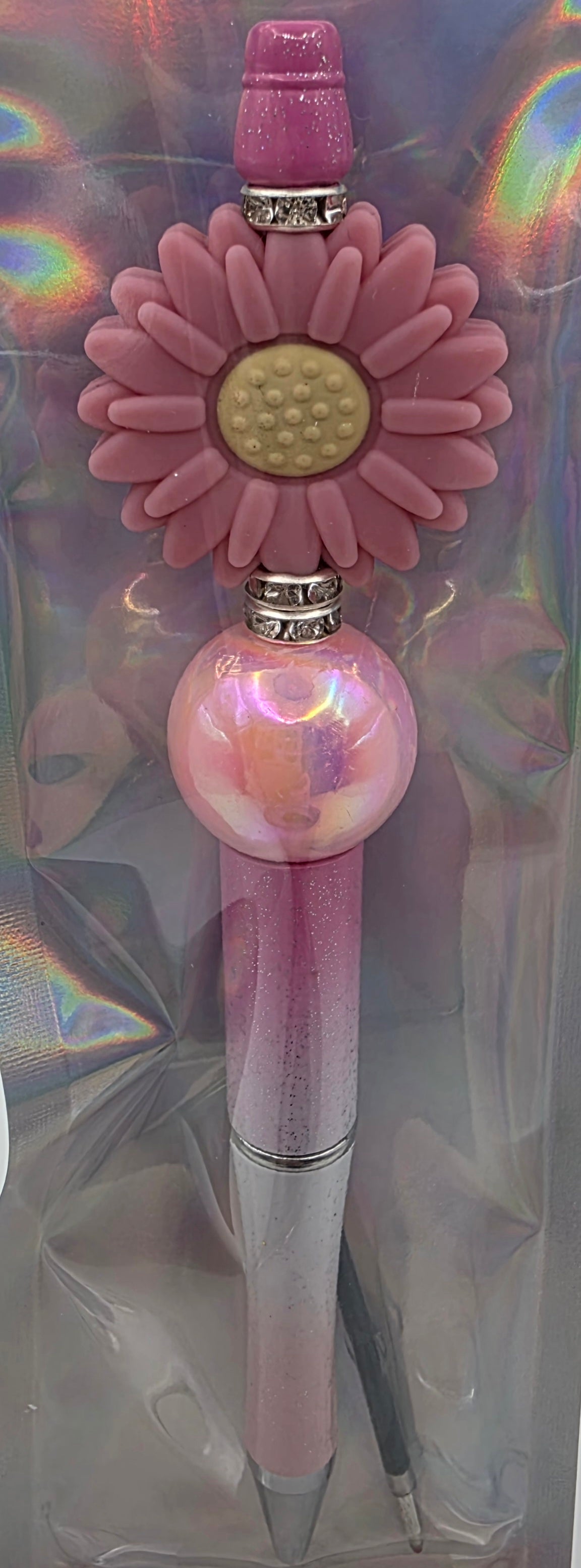 Mauve Flower Beaded Pen