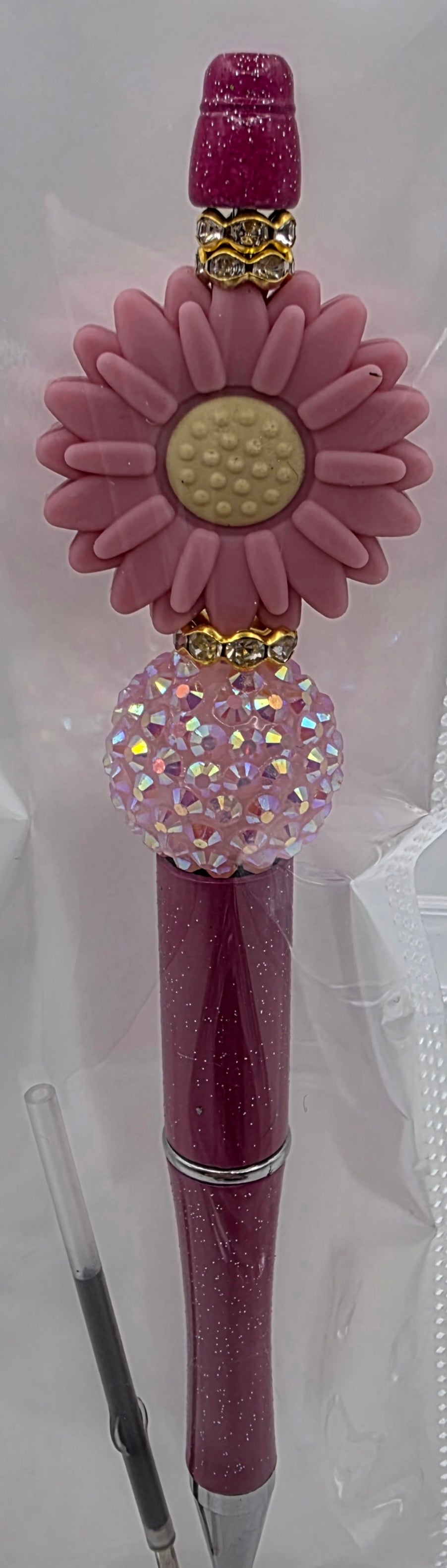 Mauve Flower Beaded Pen