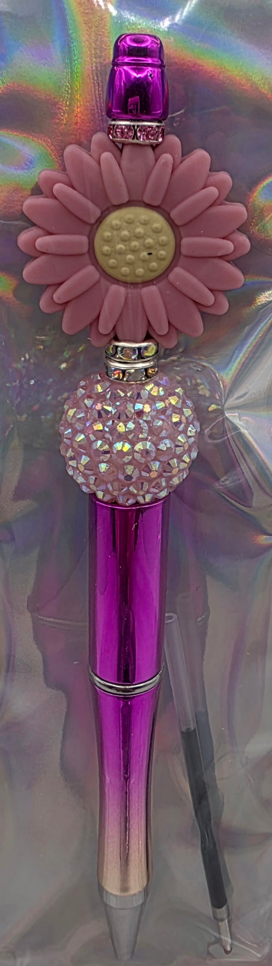 Mauve Flower Beaded Pen