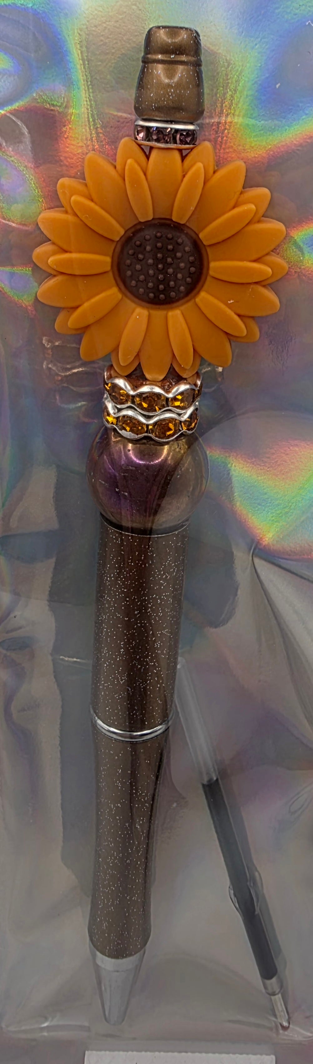 Terracotta-Orange Flower Beaded Pen