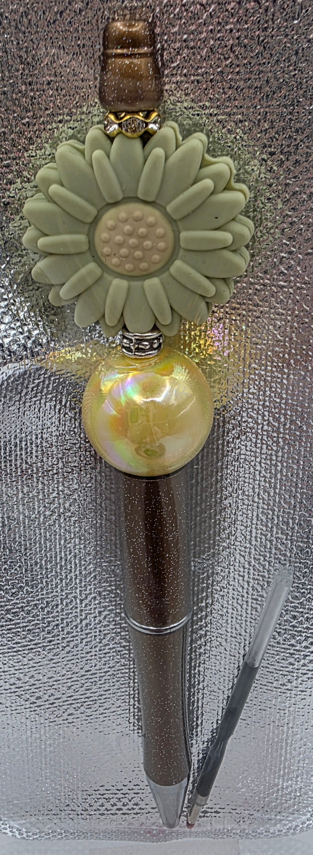 Sage Green Flower Beaded Pen