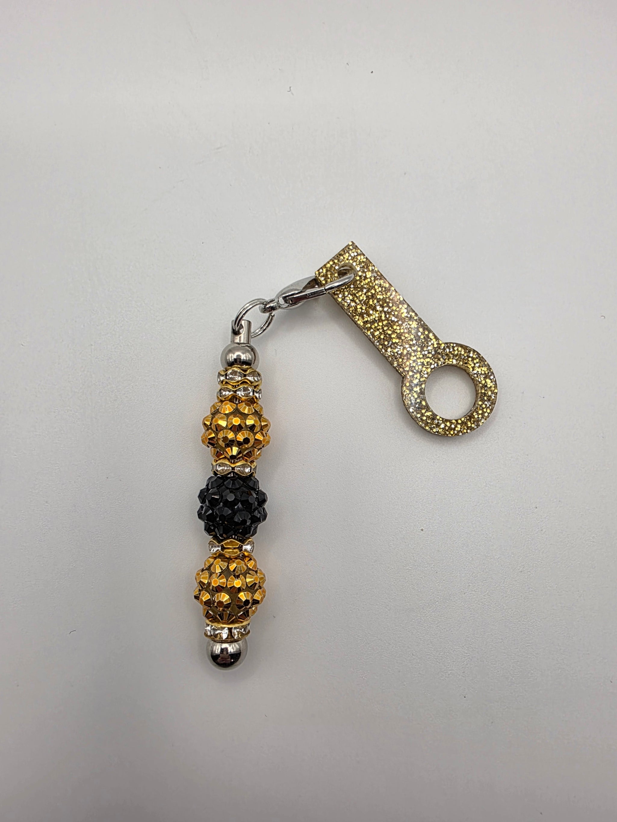 Glittery Beaded Straw Charm - Gold & Black