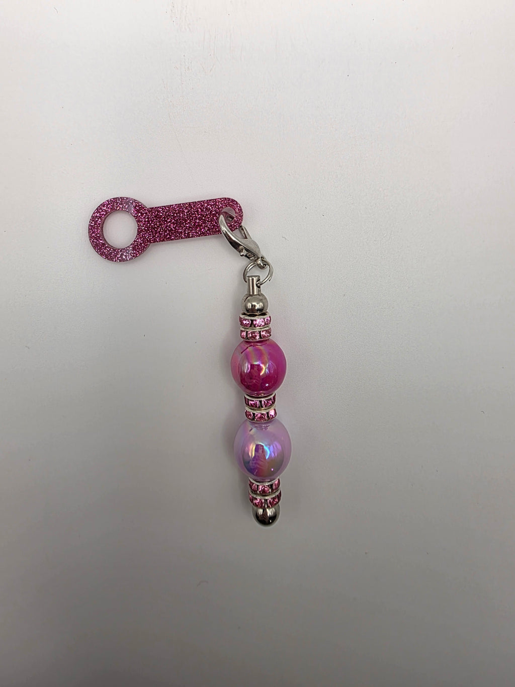 Glittery Beaded Straw Charm - Pink