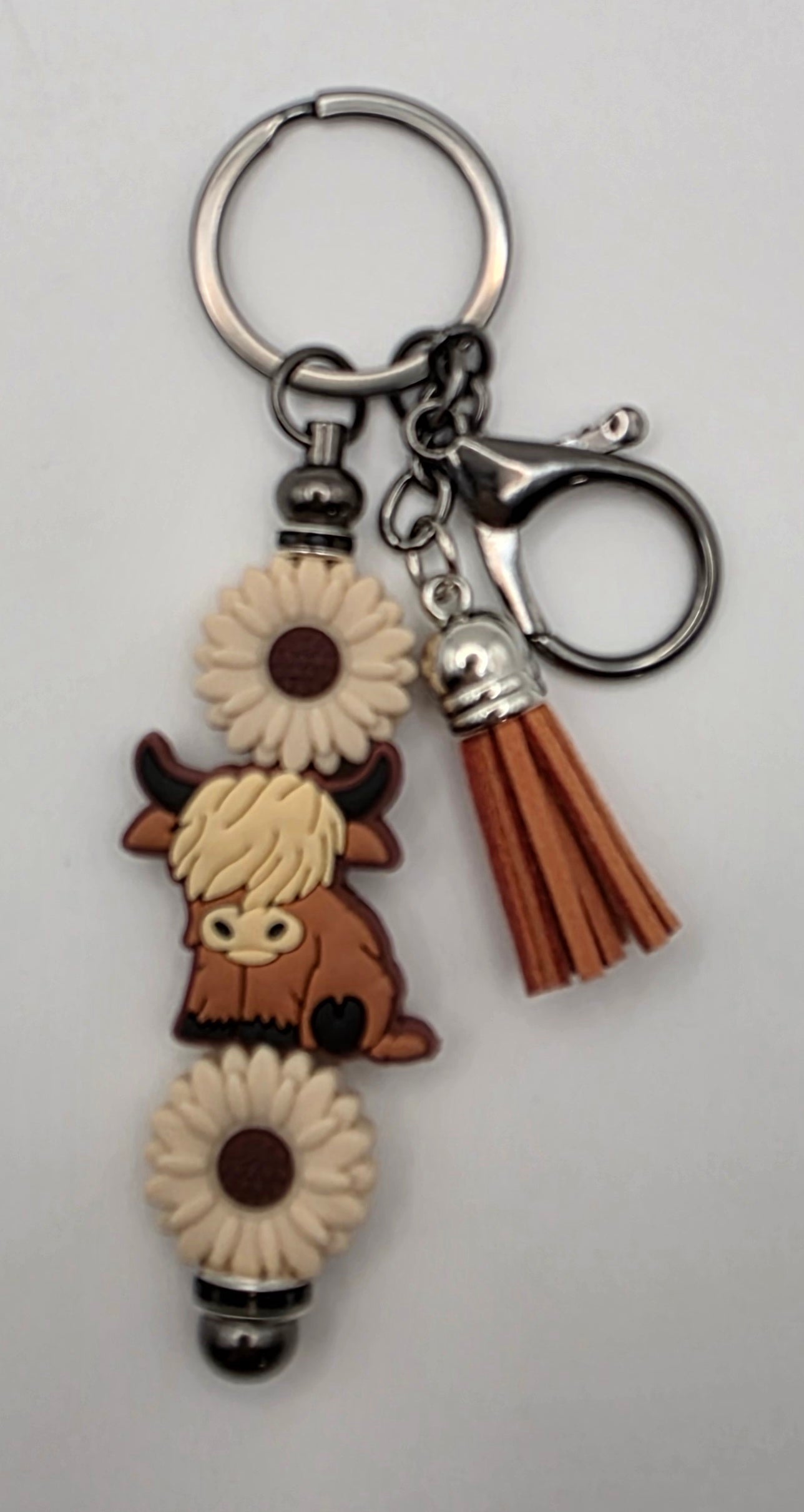 Highland Cow & Sunflowers Keychain/Charm