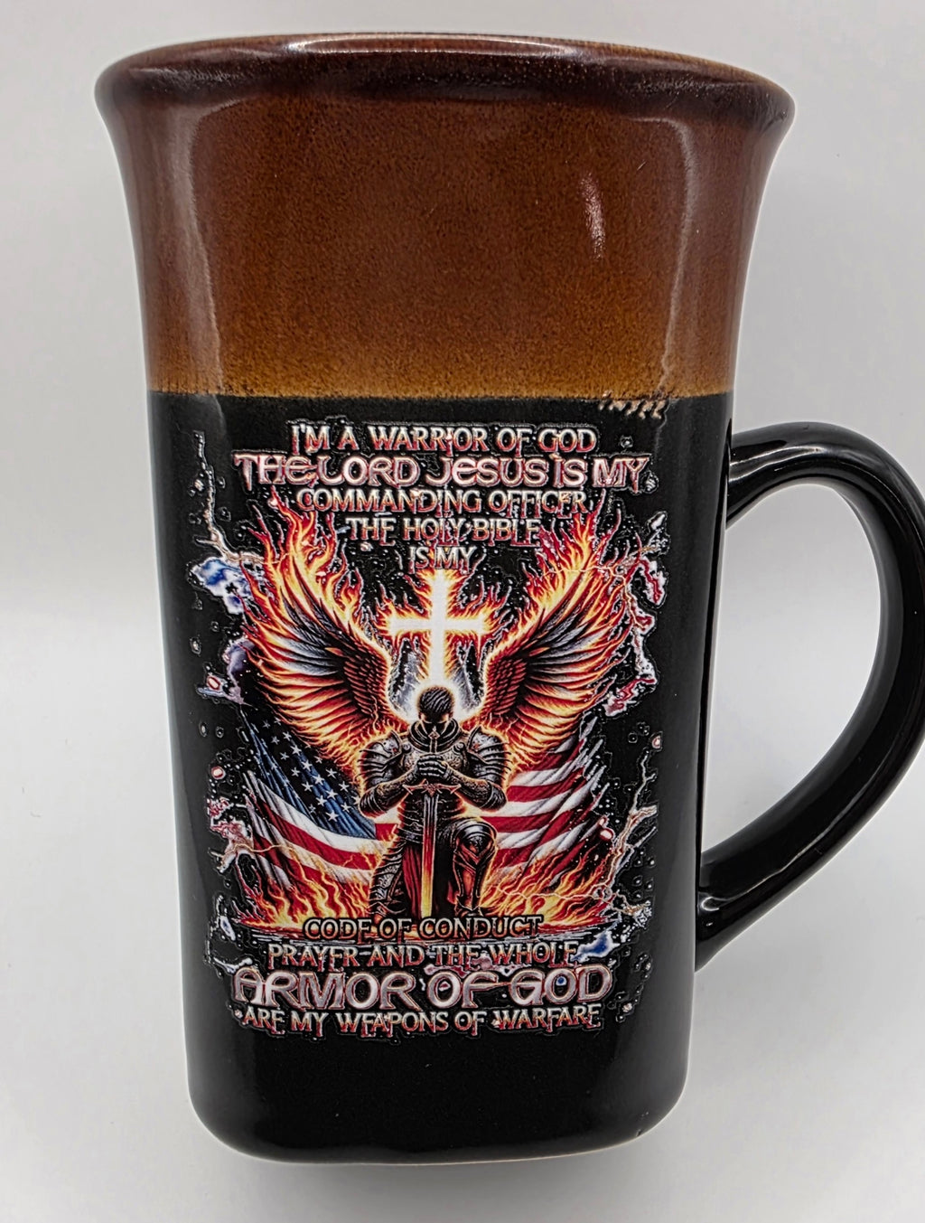 "Prayer and Armor of God" Black w/ Brown Two-Toned 16oz Mug