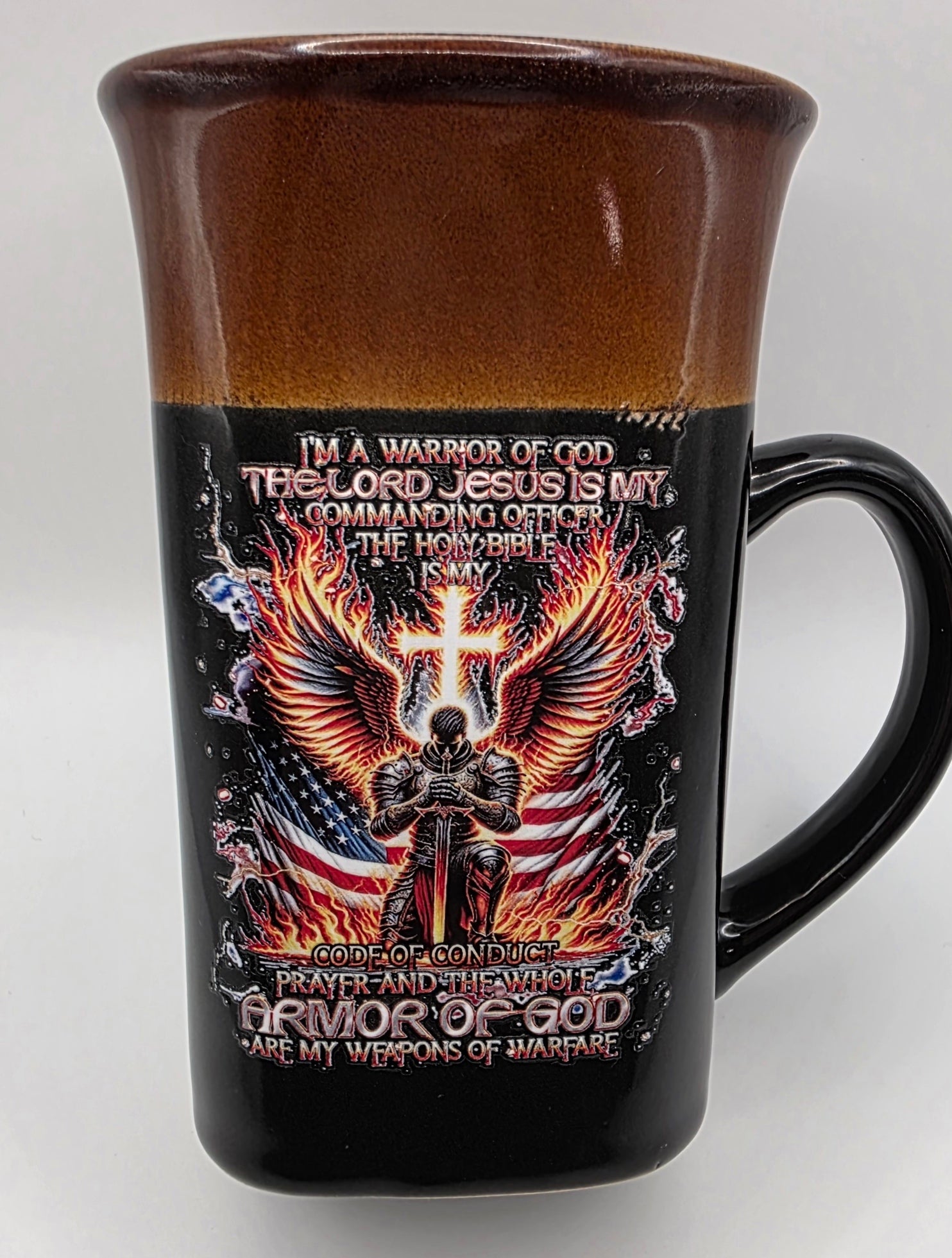 "Prayer and Armor of God" Black w/ Brown Two-Toned 16oz Mug