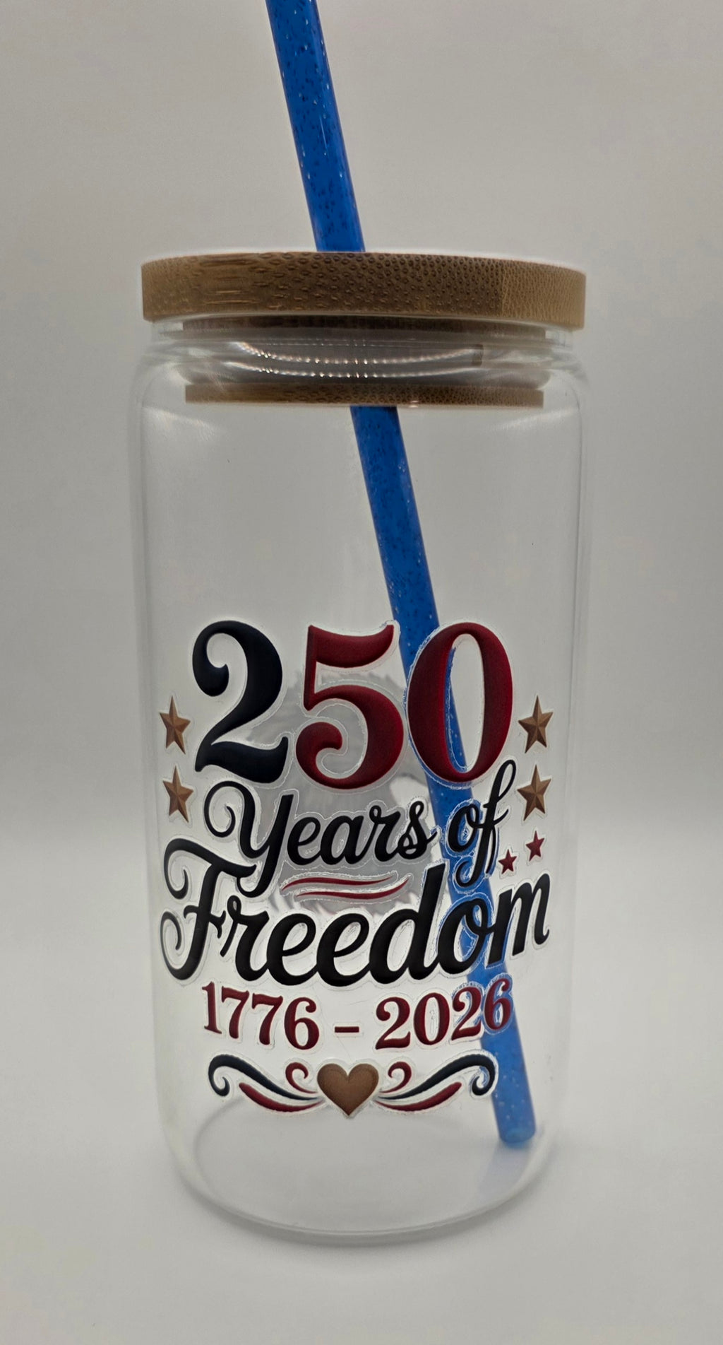 250th Anniversary 16oz Glass Tumbler w/Lid & Straw