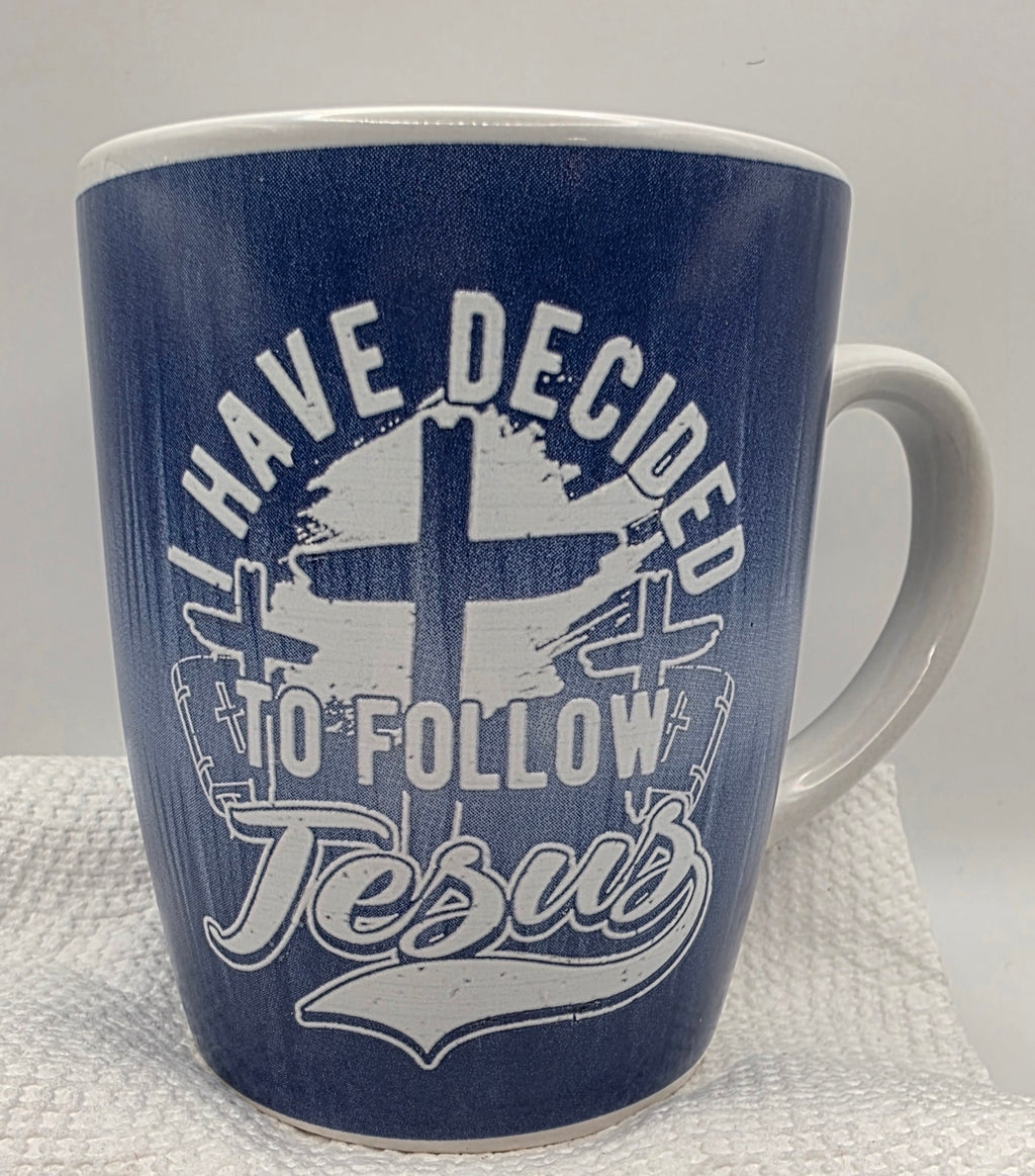 "I Have Decided To Follow Jesus" 12oz Blue & White Mug