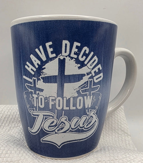 "I Have Decided To Follow Jesus" 12oz Blue & White Mug