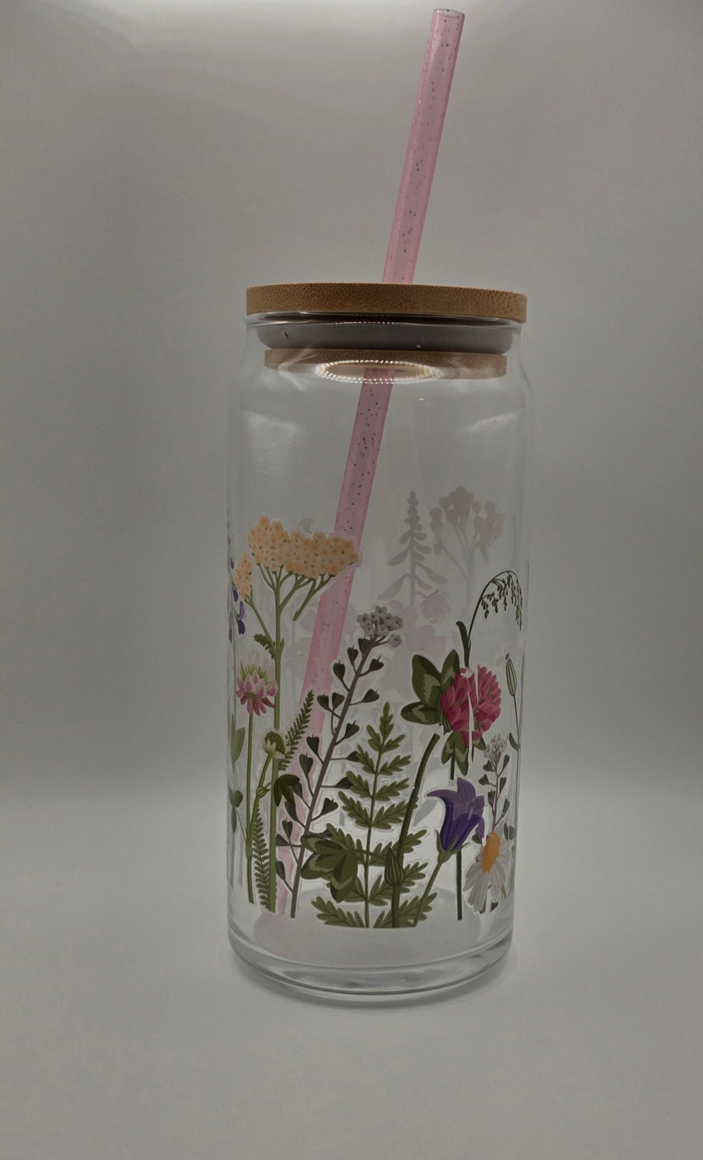 20oz Glass Tumbler Floral