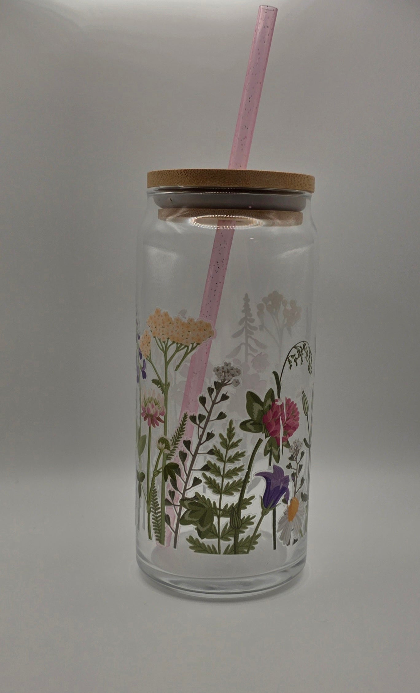 20oz Glass Tumbler Floral