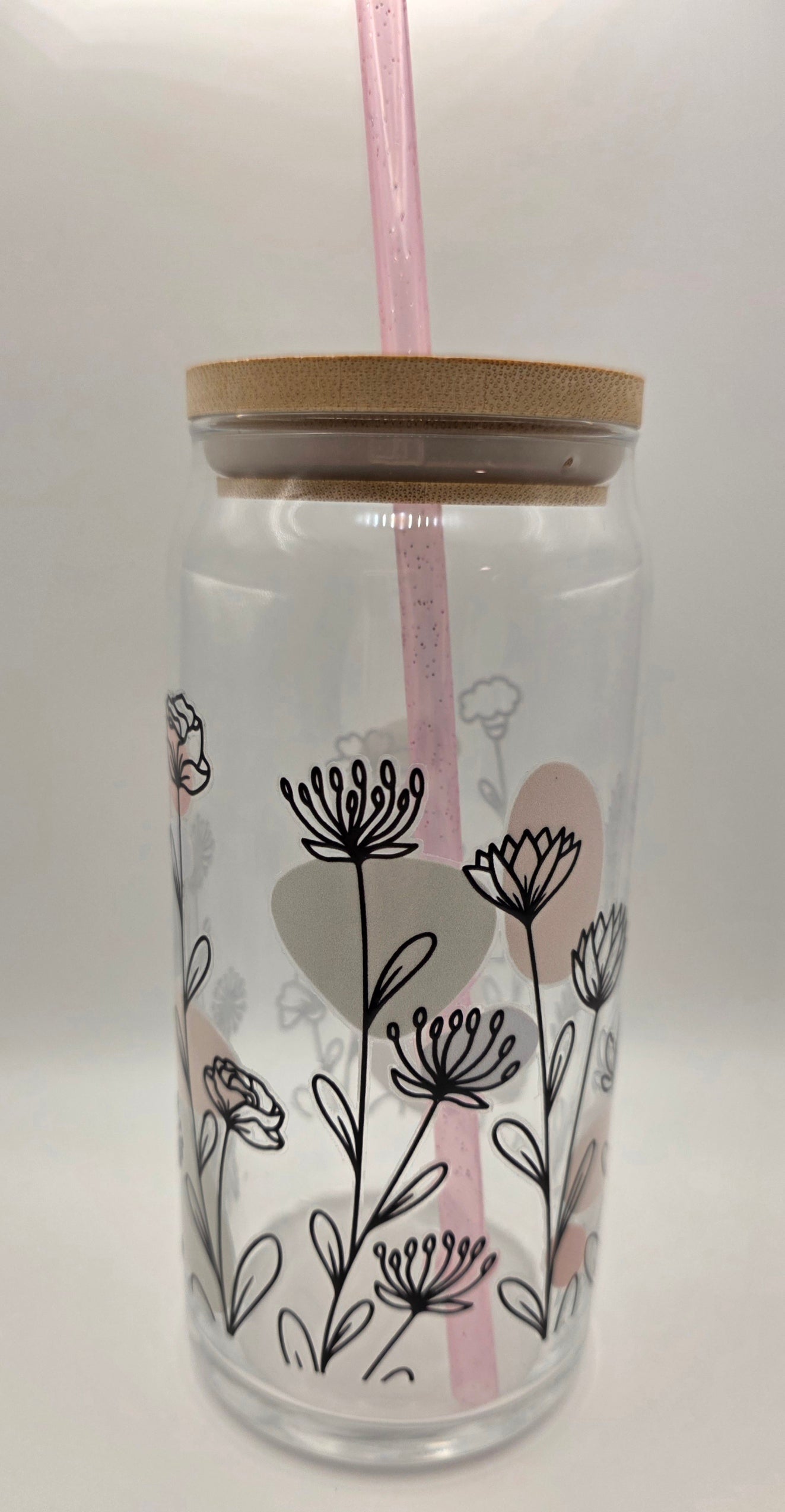20oz Glass Tumbler with a Floral wrap