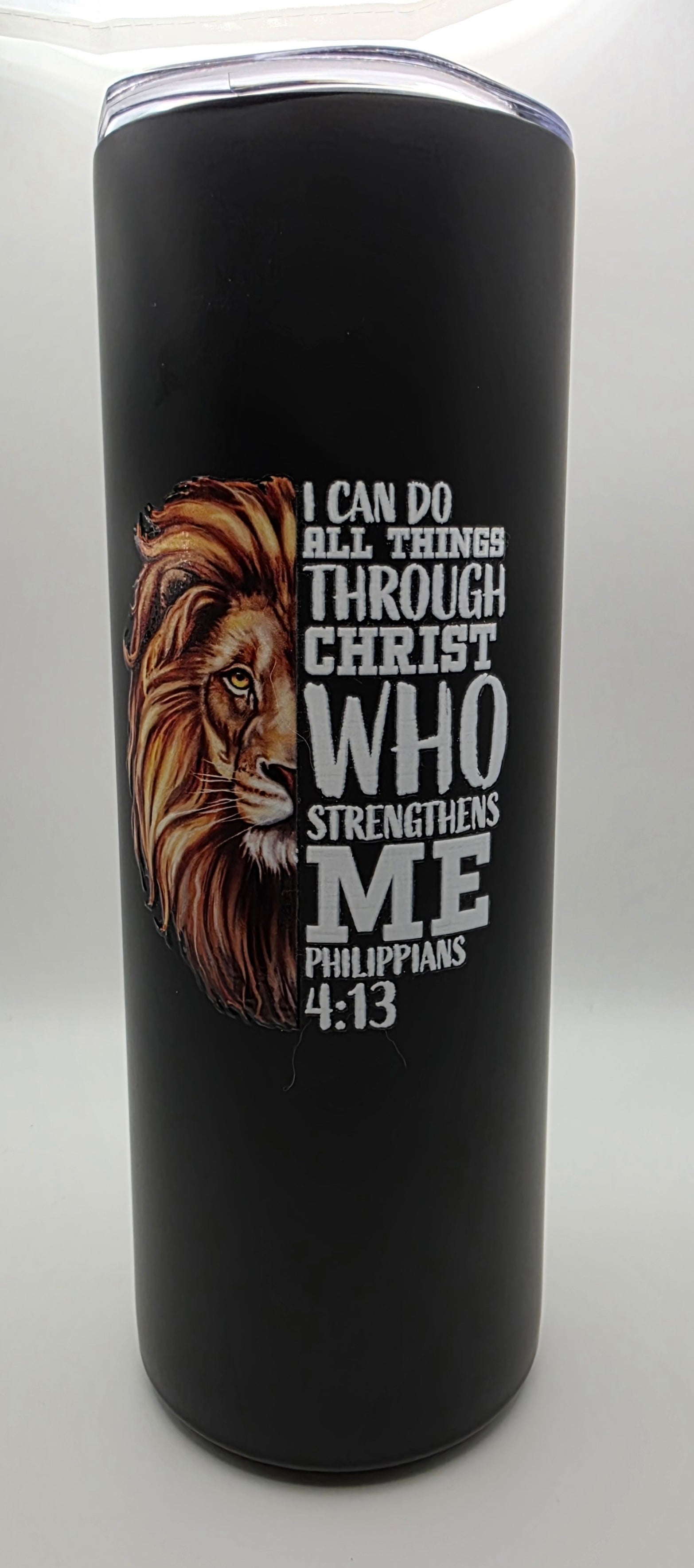 20oz Stainless Steel Skinny Tumbler - "Philippians 4:13"