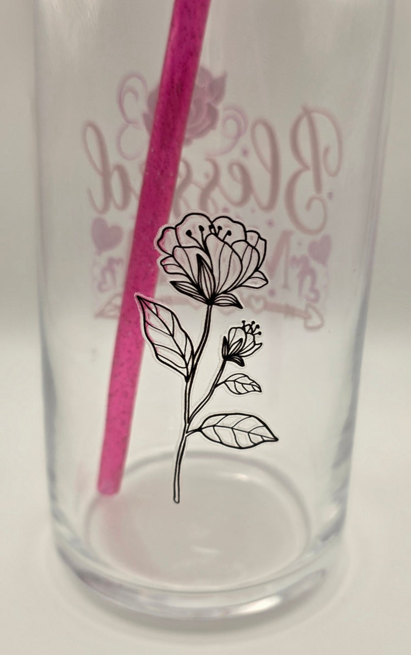 20oz Glass Tumbler - "Blessed Mama"