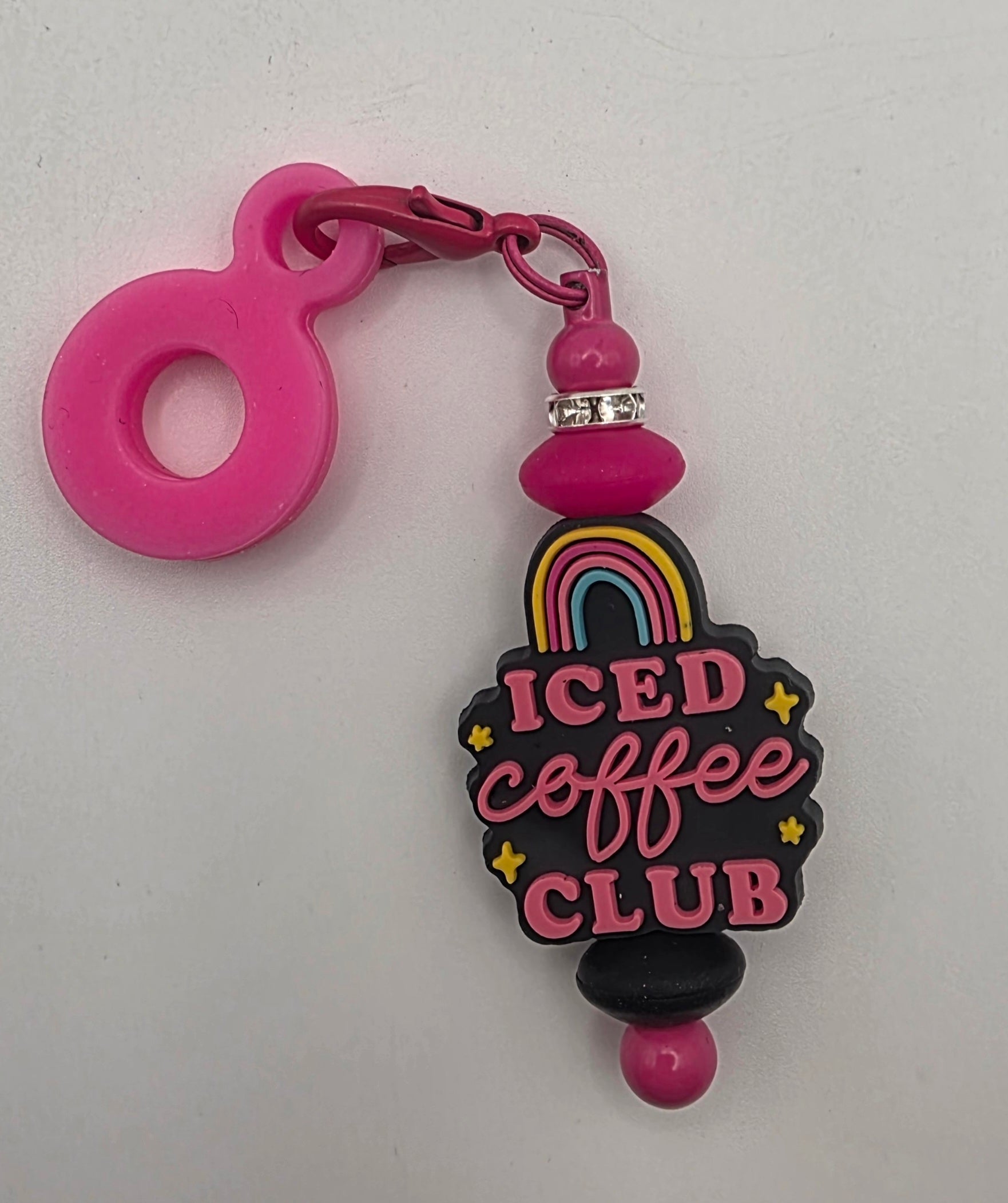 Beaded Straw Charm "Iced Coffee Club"