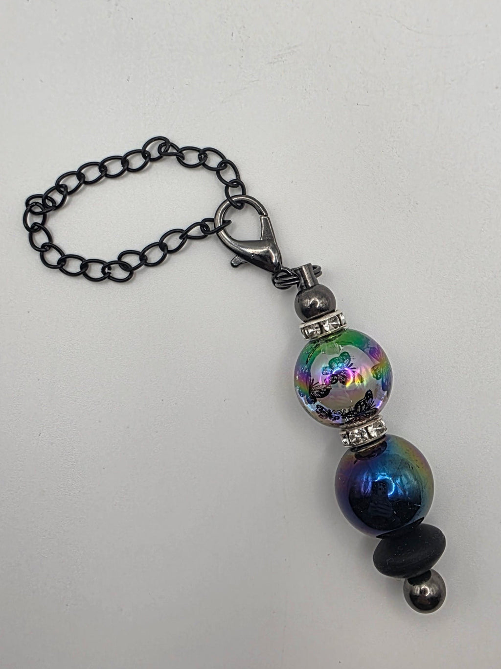 Beaded Charm w/black chain