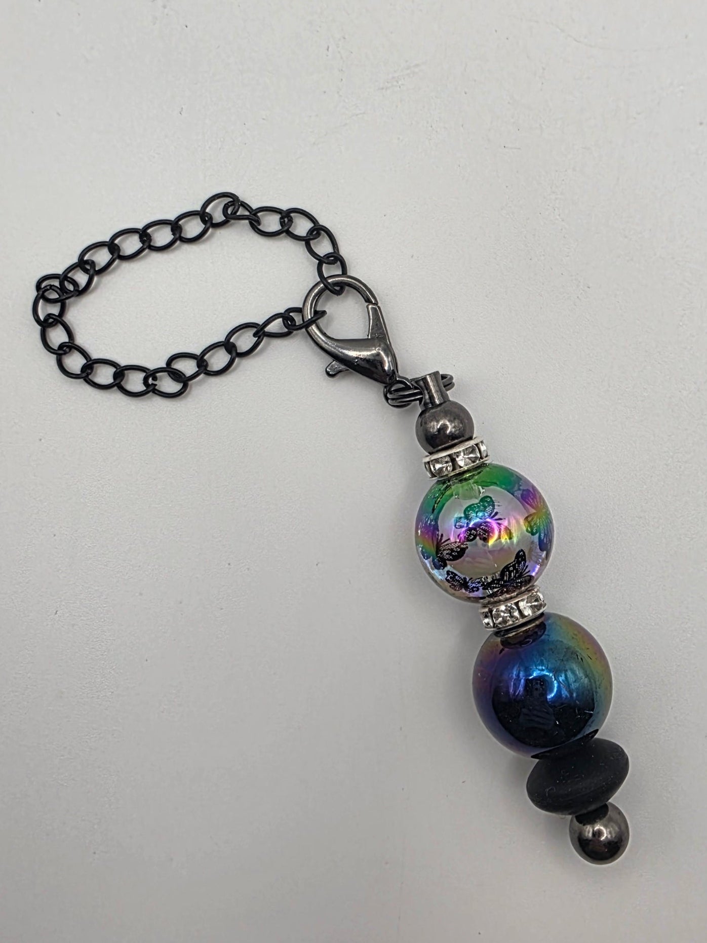 Beaded Charm w/black chain
