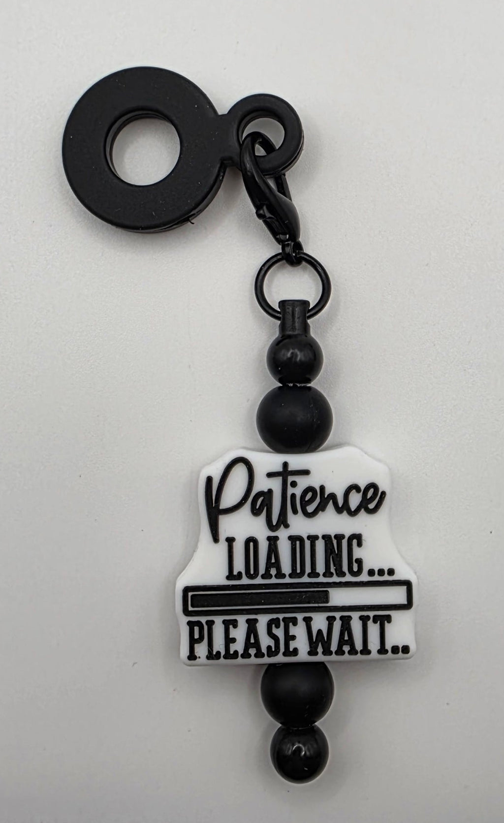 Beaded Straw Charm "Patience Loading...Please Wait"