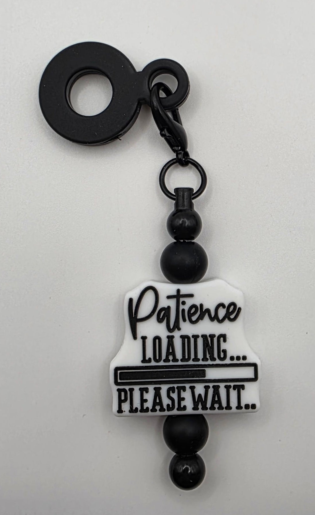 Beaded Straw Charm "Patience Loading...Please Wait"