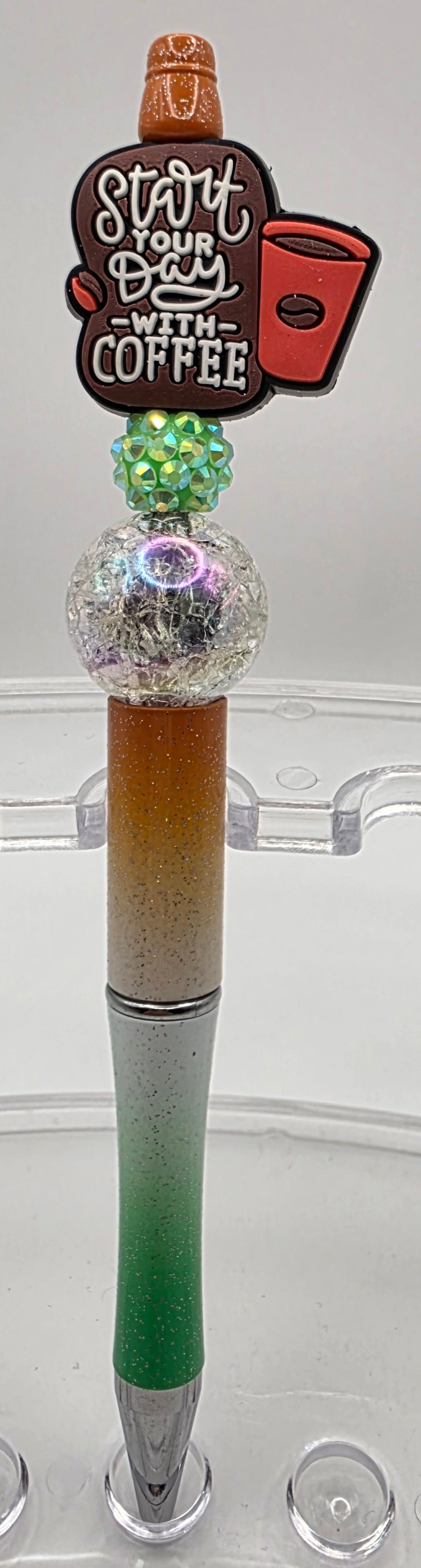 Beaded Pen "Start Your Day with Coffee"