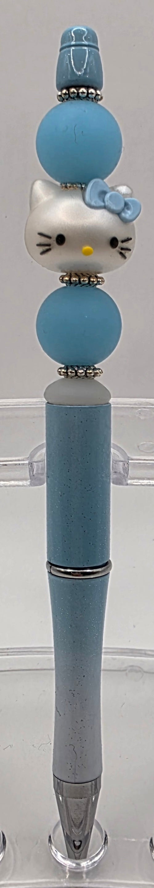 Hello Kitty Beaded Pen - Blue & White