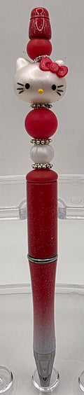 Hello Kitty Beaded Pen - Red & White