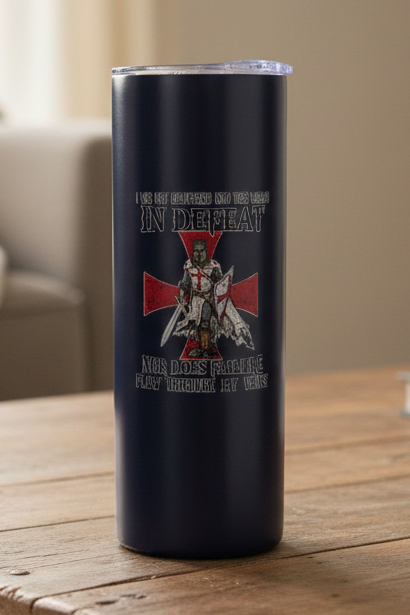 20oz Tumbler Lifestyle Shot on Rustic Coffee Table