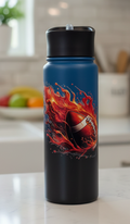 24oz Football Water Bottle on Kitchen Counter