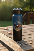 250th Anniversary Water Bottle on Rustic Deck