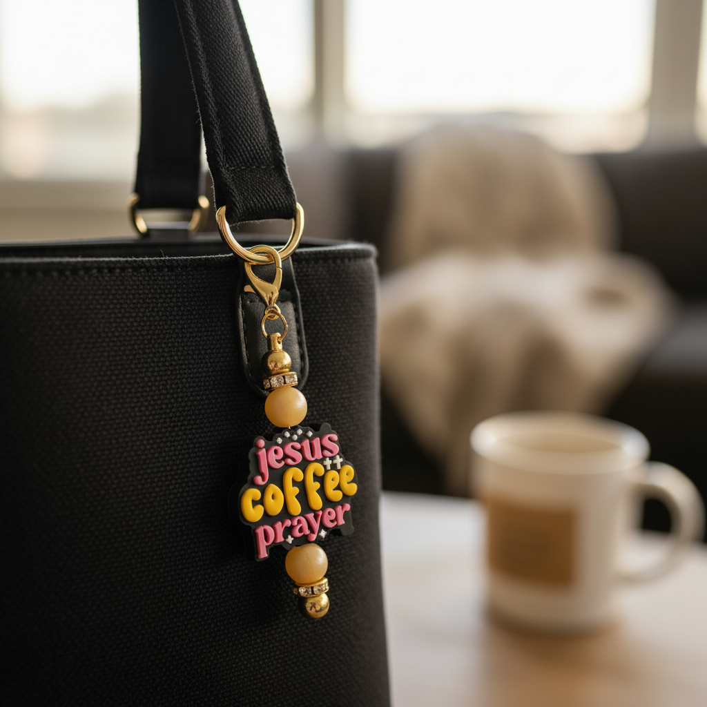 Beaded Charm on Black Bag
