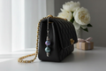 Beaded Charm on Black Bag