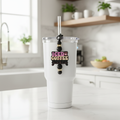 Beaded Straw Charm on White Tumbler in Kitchen