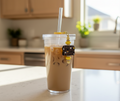 Beaded Straw Charm on White Tumbler in Kitchen