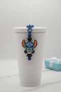 Beaded Straw Charm Stitch on White Tumbler
