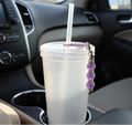 Glittery Beaded Straw Charm - Purple Lifestyle Shot
