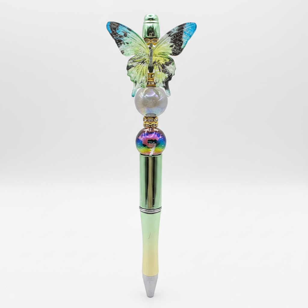 Butterfly beaded pen clean product shot on white background