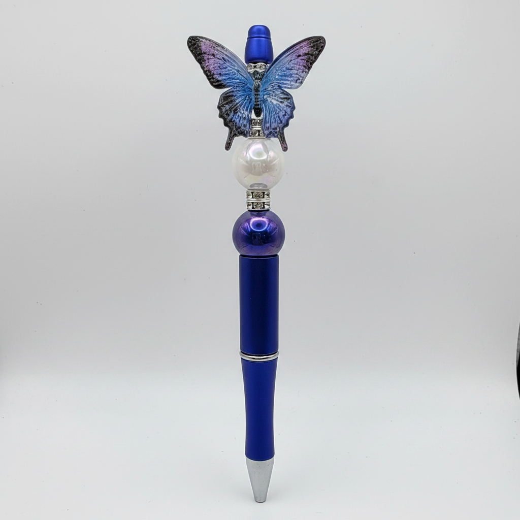Butterfly beaded pen clean product shot on white background