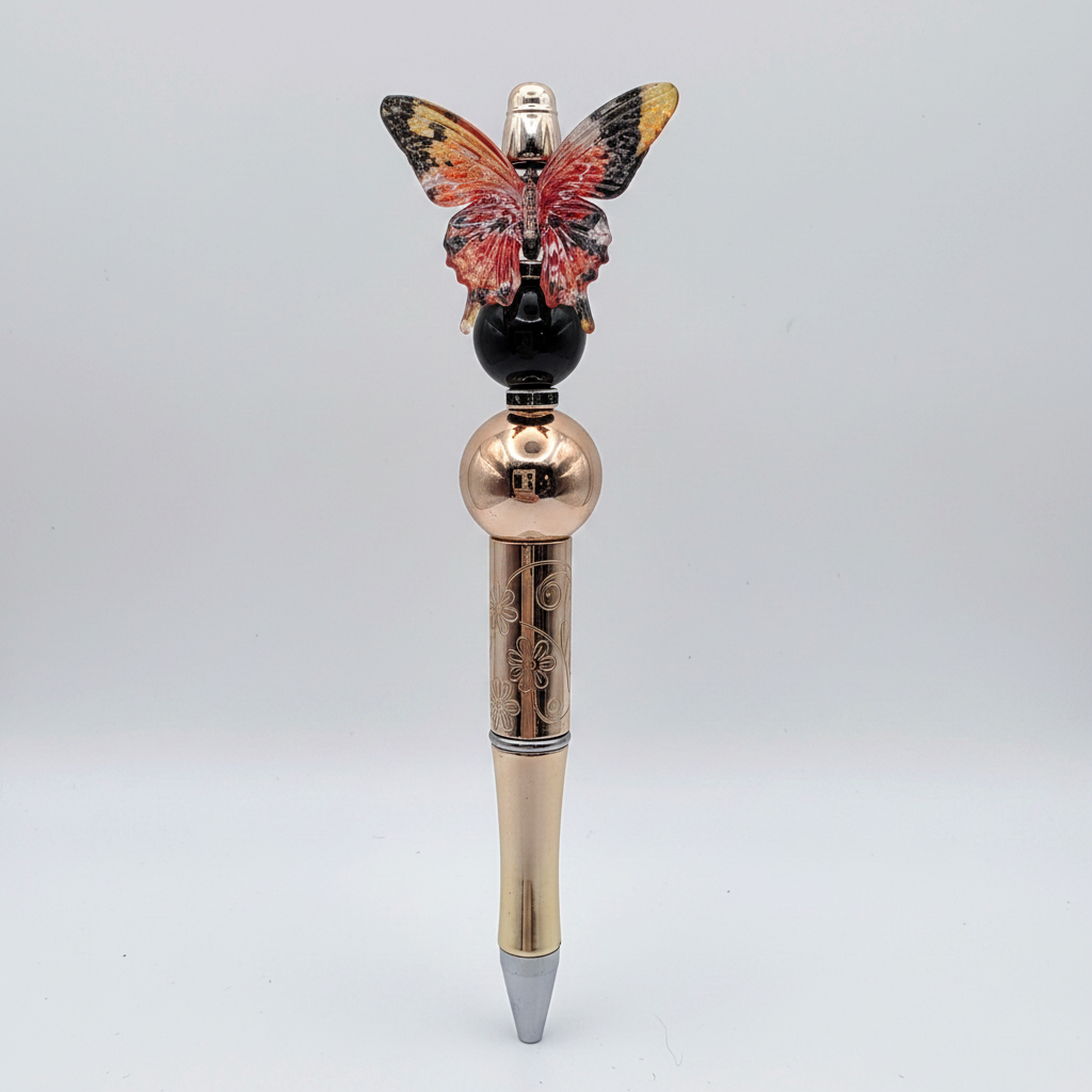 Butterfly beaded pen clean product shot on white background