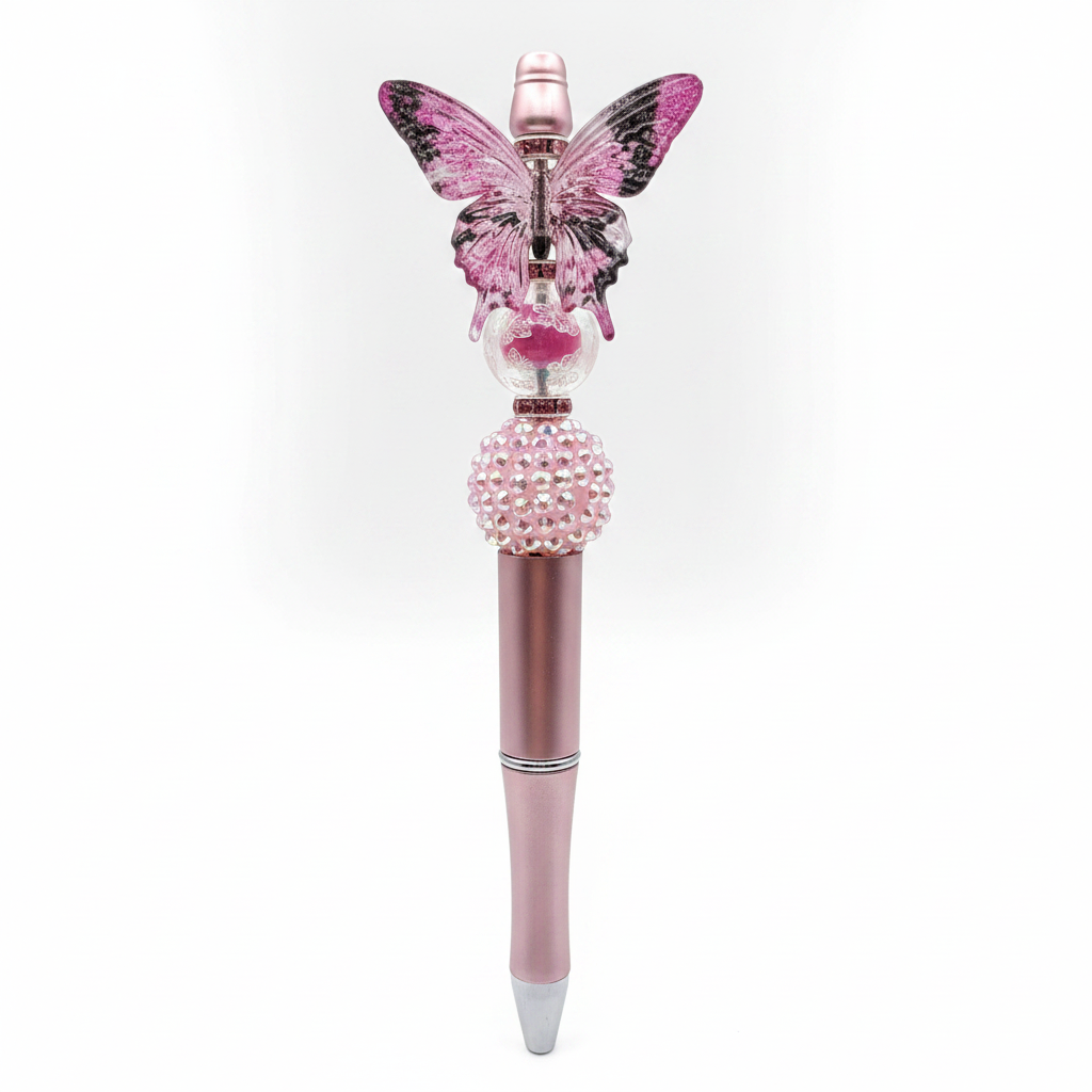 Butterfly beaded pen clean product shot on white background