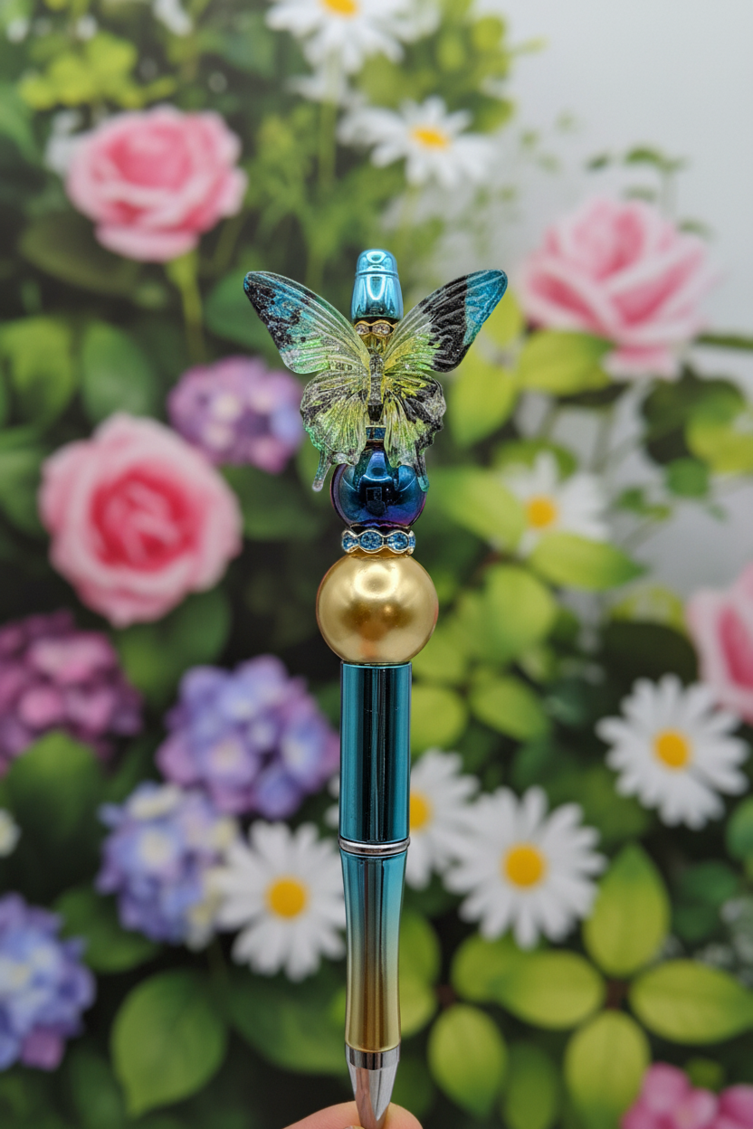 Butterfly beaded pen in beautiful garden setting