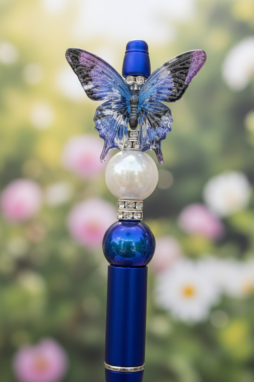 Butterfly beaded pen in beautiful garden setting