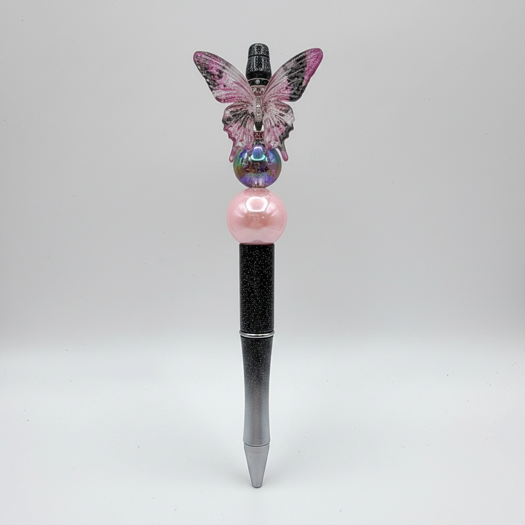 Butterfly beaded pen clean product shot on white background