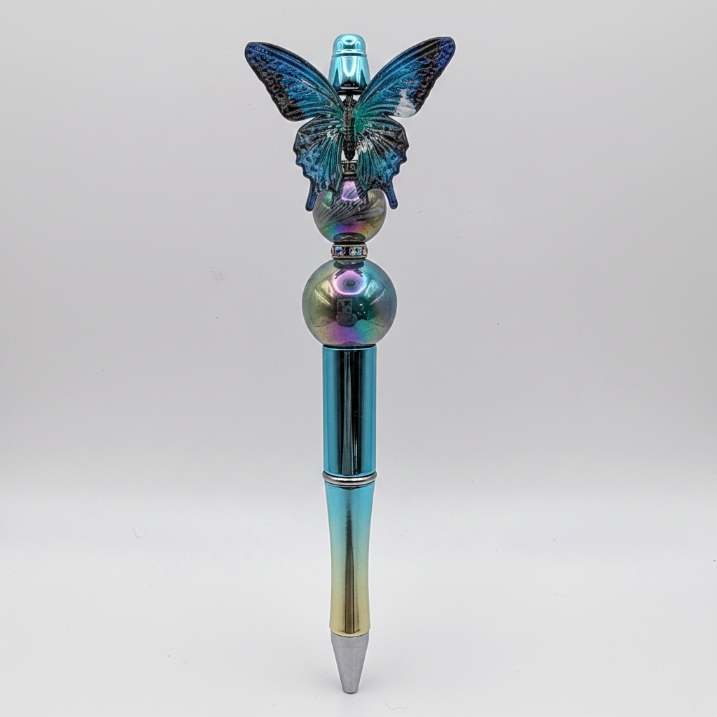 Butterfly beaded pen clean product shot on white background