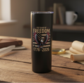250th Anniversary Stainless Steel Tumbler on rustic office desk