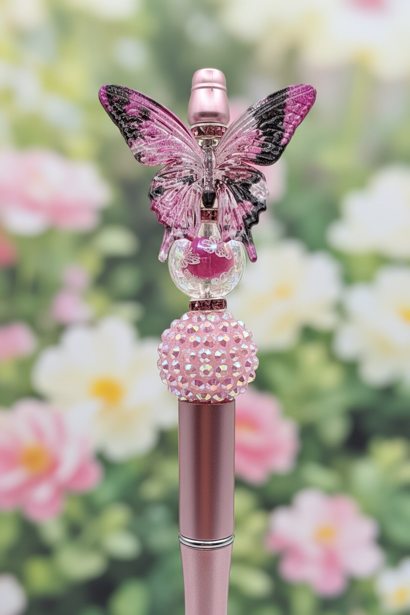 Butterfly beaded pen in beautiful garden setting