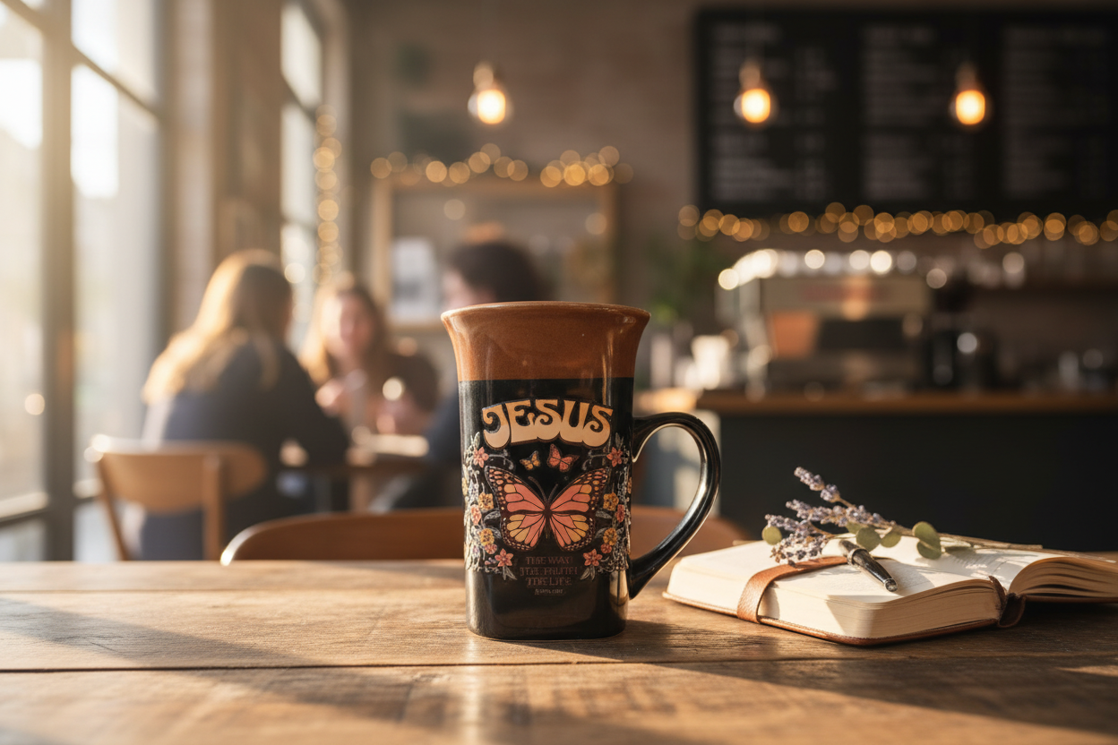 Jesus Mug Coffee Shop Lifestyle